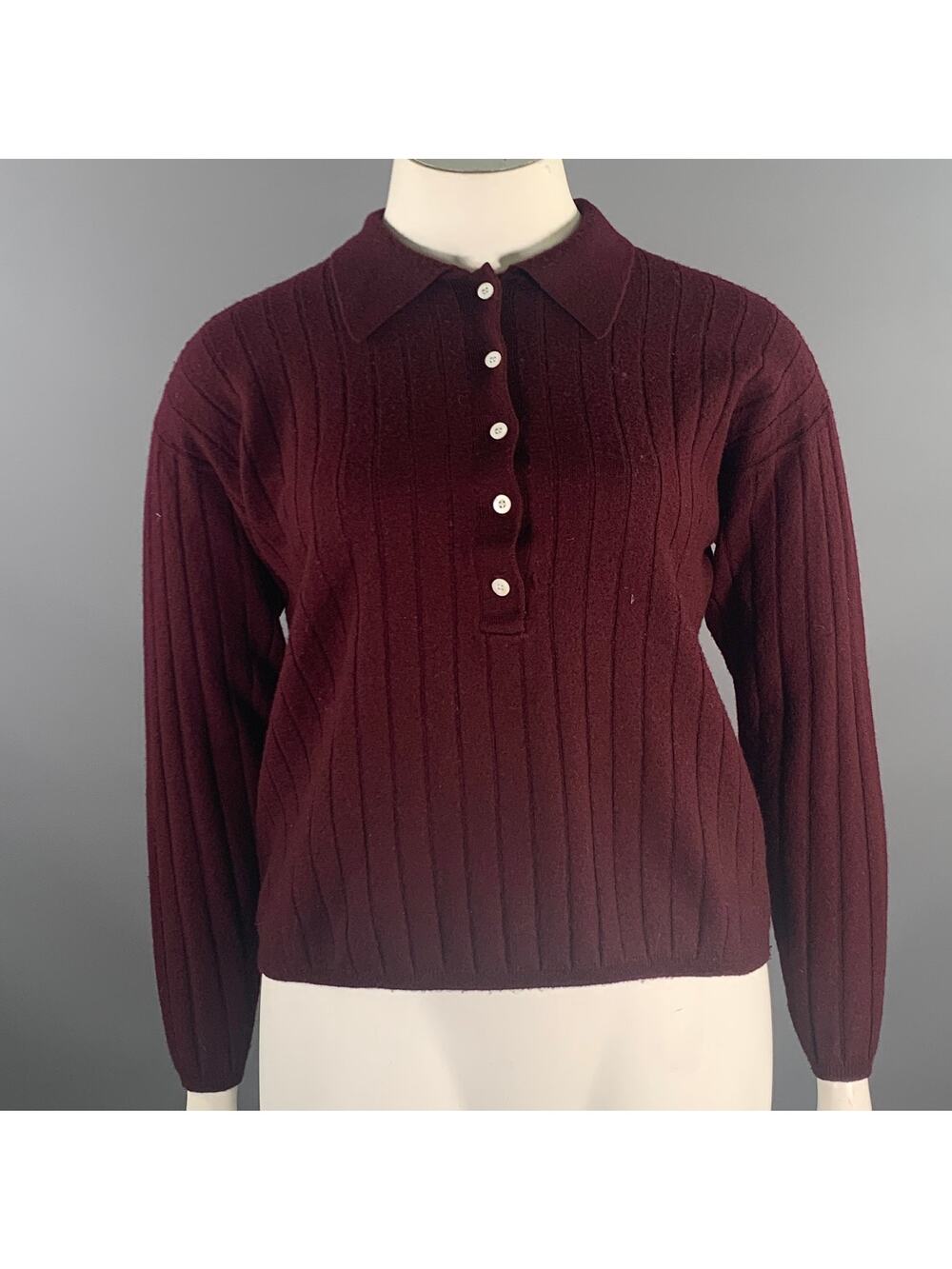 CALIFORNIA ARTS Size L Burgundy Wool Knit Button Up Sweater Womens